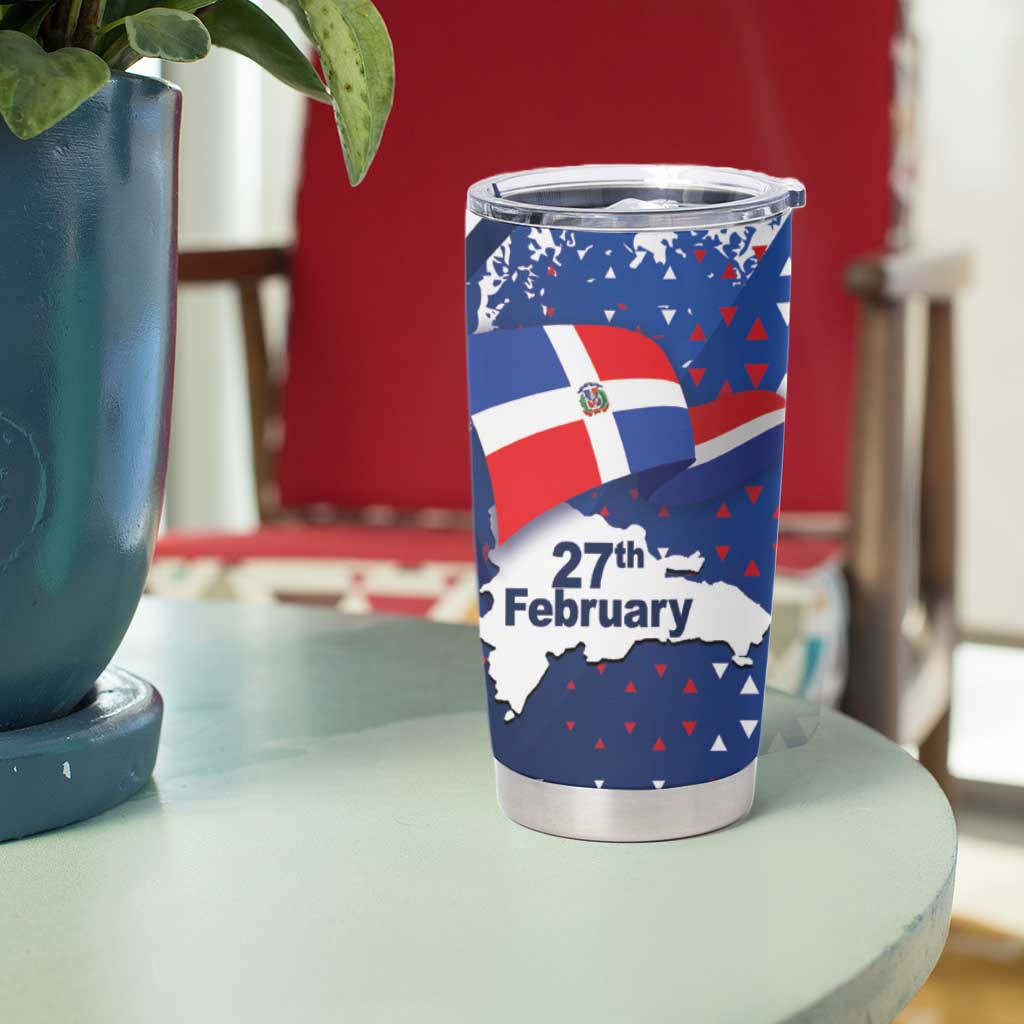 Dominican Republic Independence Day Tumbler Cup 27th February Coat Of Arms Grunge Texture