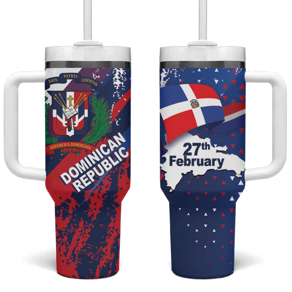 Dominican Republic Independence Day Tumbler With Handle 27th February Coat Of Arms Grunge Texture