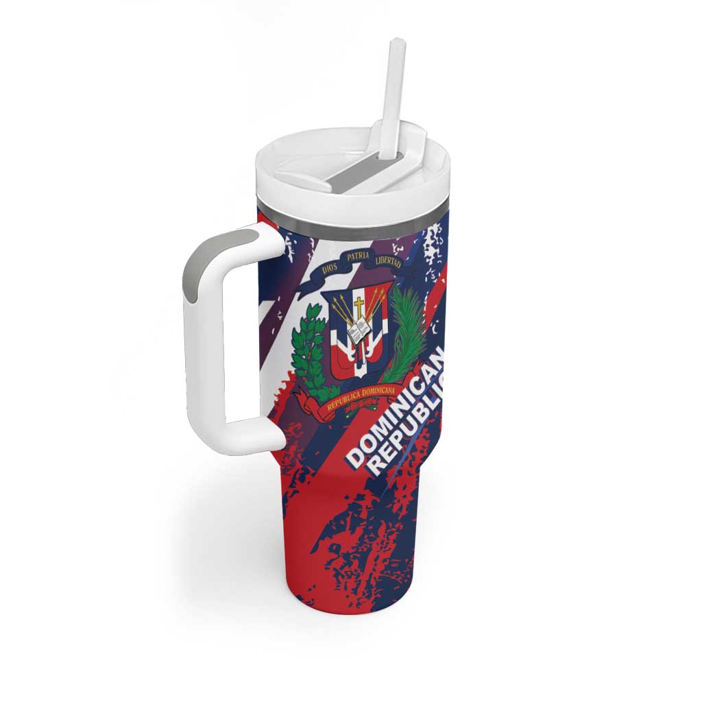 Dominican Republic Independence Day Tumbler With Handle 27th February Coat Of Arms Grunge Texture