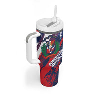 Dominican Republic Independence Day Tumbler With Handle 27th February Coat Of Arms Grunge Texture