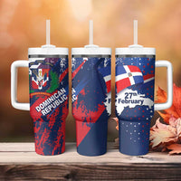 Dominican Republic Independence Day Tumbler With Handle 27th February Coat Of Arms Grunge Texture