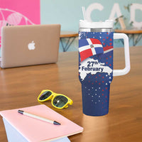 Dominican Republic Independence Day Tumbler With Handle 27th February Coat Of Arms Grunge Texture