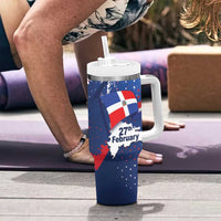 Dominican Republic Independence Day Tumbler With Handle 27th February Coat Of Arms Grunge Texture