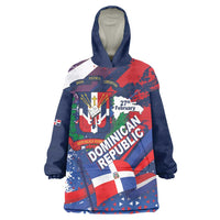 Dominican Republic Independence Day Wearable Blanket Hoodie 27th February Coat Of Arms Grunge Texture