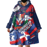 Dominican Republic Independence Day Wearable Blanket Hoodie 27th February Coat Of Arms Grunge Texture
