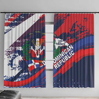 Dominican Republic Independence Day Window Curtain 27th February Coat Of Arms Grunge Texture