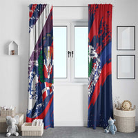 Dominican Republic Independence Day Window Curtain 27th February Coat Of Arms Grunge Texture