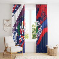 Dominican Republic Independence Day Window Curtain 27th February Coat Of Arms Grunge Texture