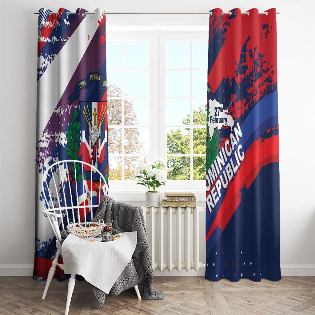 Dominican Republic Independence Day Window Curtain 27th February Coat Of Arms Grunge Texture