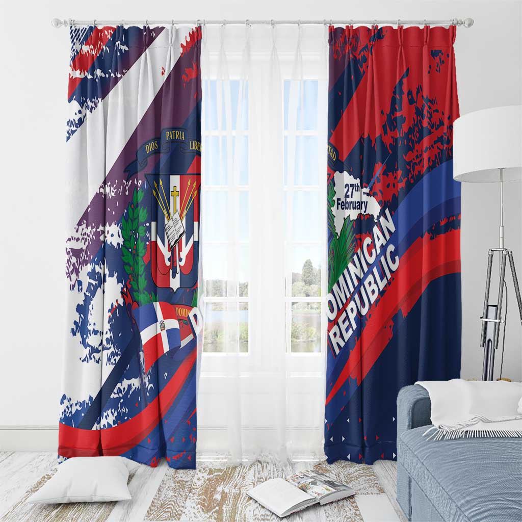 Dominican Republic Independence Day Window Curtain 27th February Coat Of Arms Grunge Texture