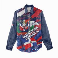 Dominican Republic Independence Day Women Casual Shirt 27th February Coat Of Arms Grunge Texture