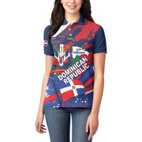 Dominican Republic Independence Day Women Polo Shirt 27th February Coat Of Arms Grunge Texture