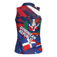 Dominican Republic Independence Day Women Sleeveless Polo Shirt 27th February Coat Of Arms Grunge Texture