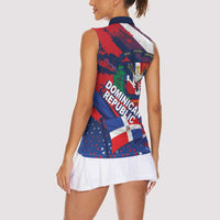 Dominican Republic Independence Day Women Sleeveless Polo Shirt 27th February Coat Of Arms Grunge Texture