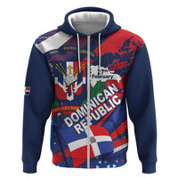 Dominican Republic Independence Day Zip Hoodie 27th February Coat Of Arms Grunge Texture