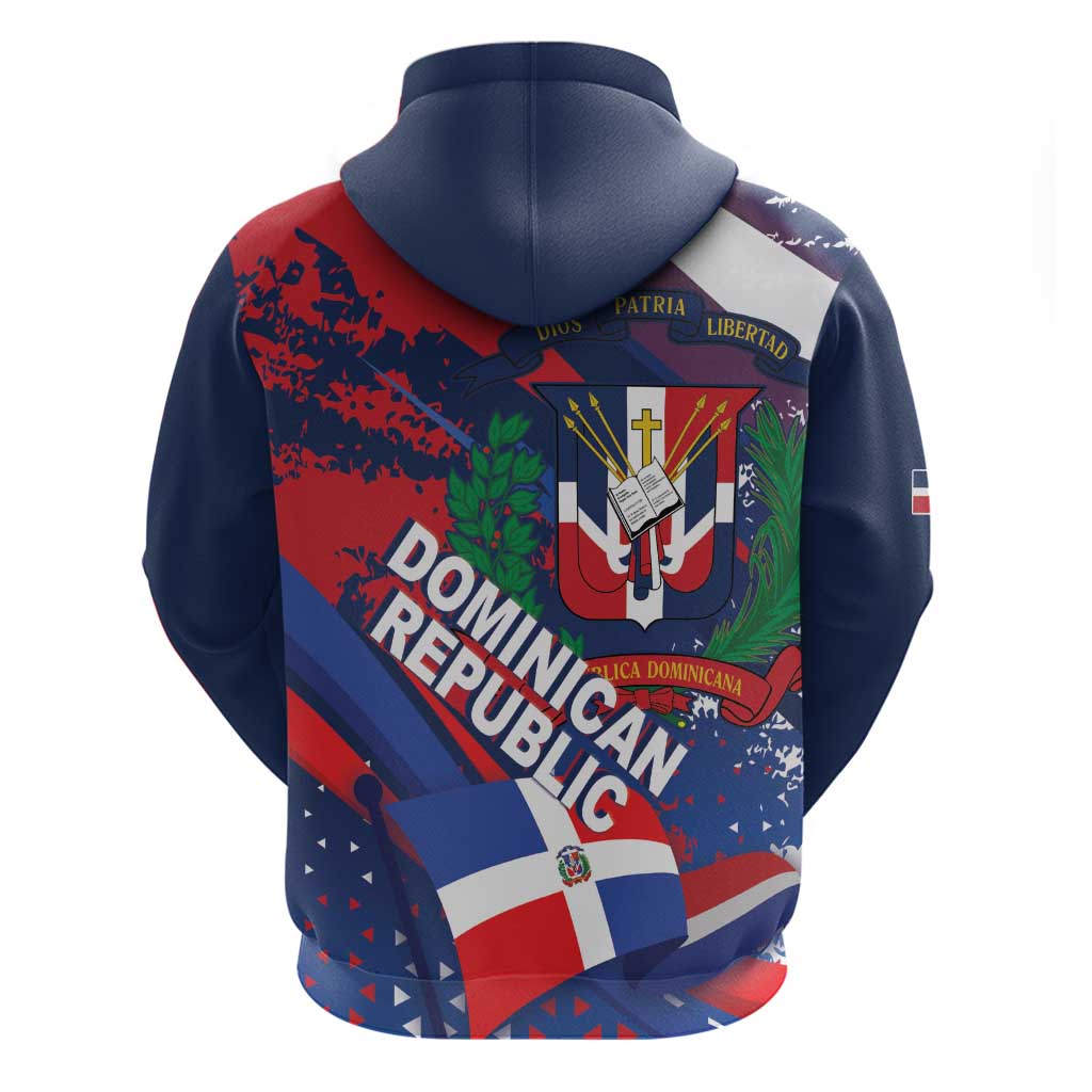 Dominican Republic Independence Day Zip Hoodie 27th February Coat Of Arms Grunge Texture