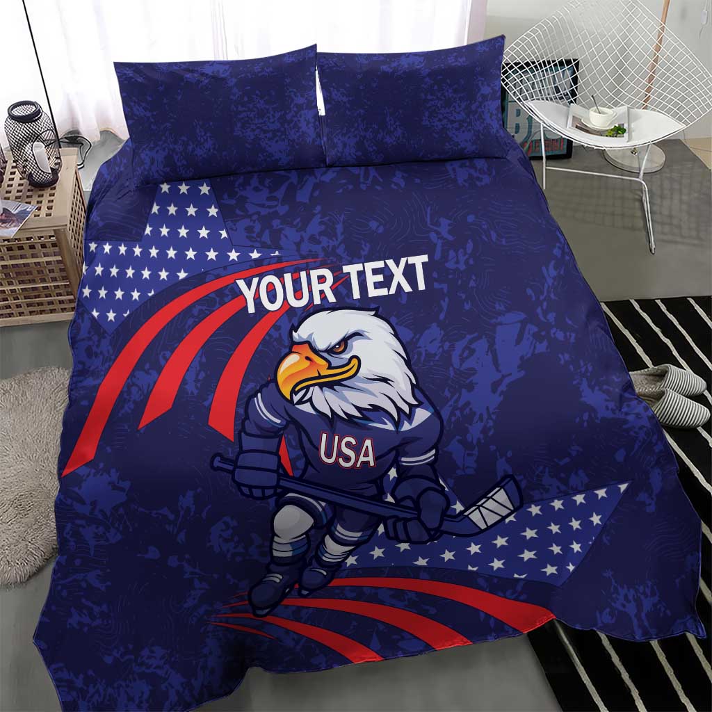 Custom USA Ice Hockey Bedding Set United States Eagle Mascot