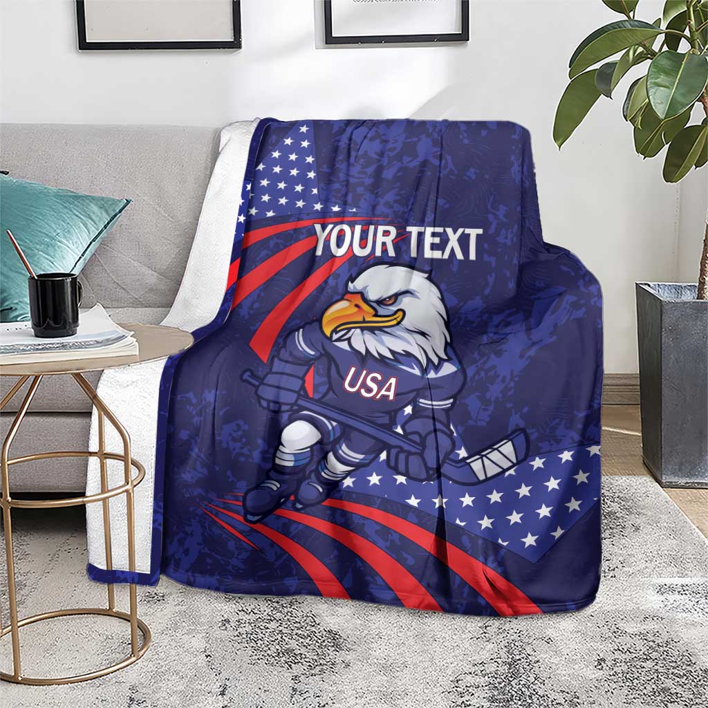Custom USA Ice Hockey Blanket United States Eagle Mascot