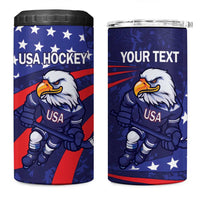 Custom USA Ice Hockey 4 in 1 Can Cooler Tumbler United States Eagle Mascot