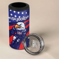 Custom USA Ice Hockey 4 in 1 Can Cooler Tumbler United States Eagle Mascot