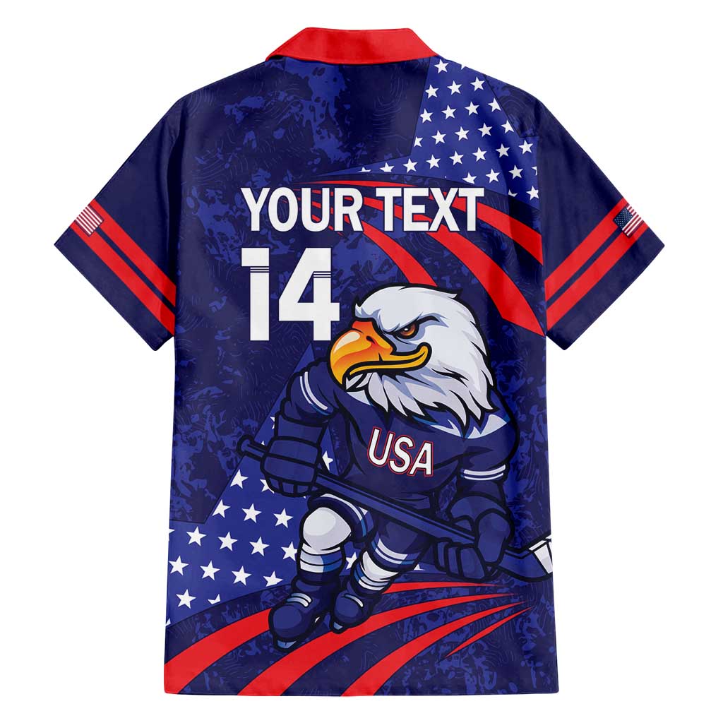 Custom USA Ice Hockey Family Matching Long Sleeve Bodycon Dress and Hawaiian Shirt United States Eagle Mascot