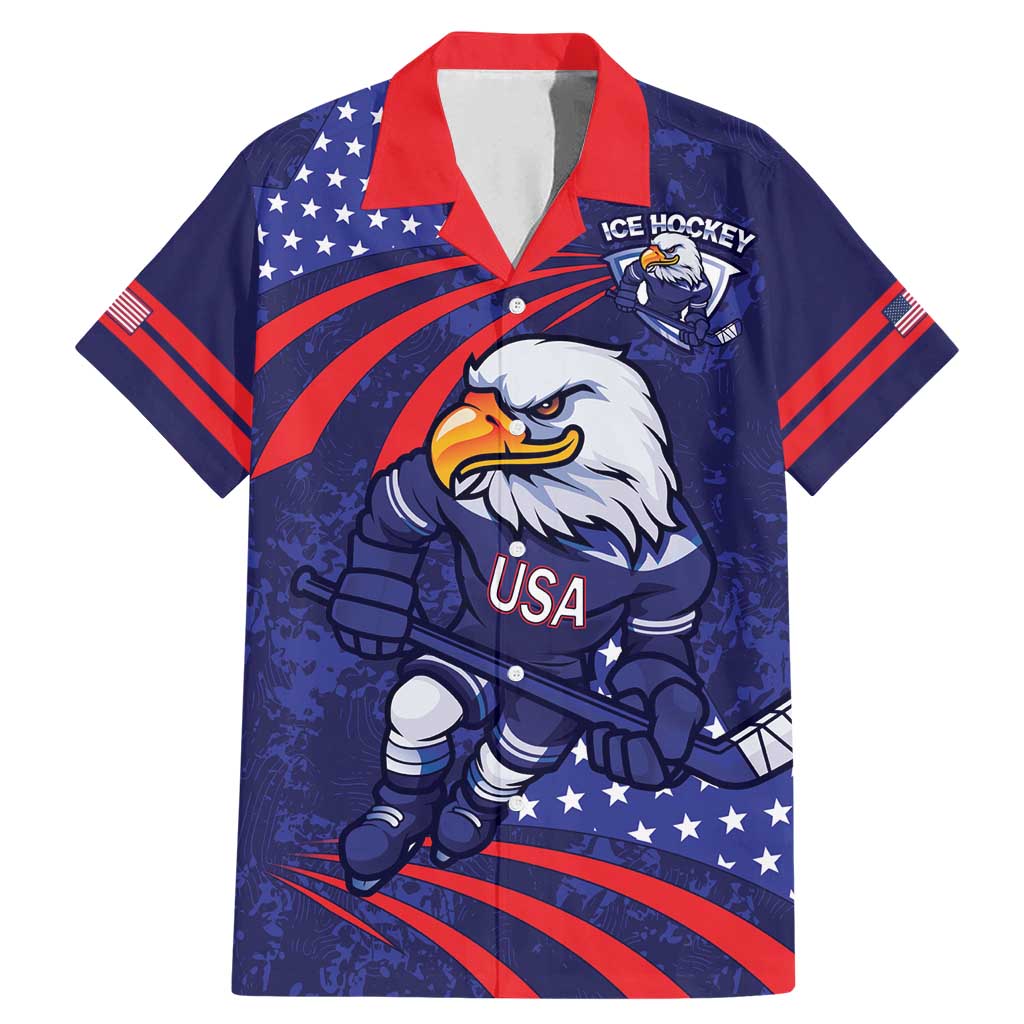 Custom USA Ice Hockey Family Matching Mermaid Dress and Hawaiian Shirt United States Eagle Mascot