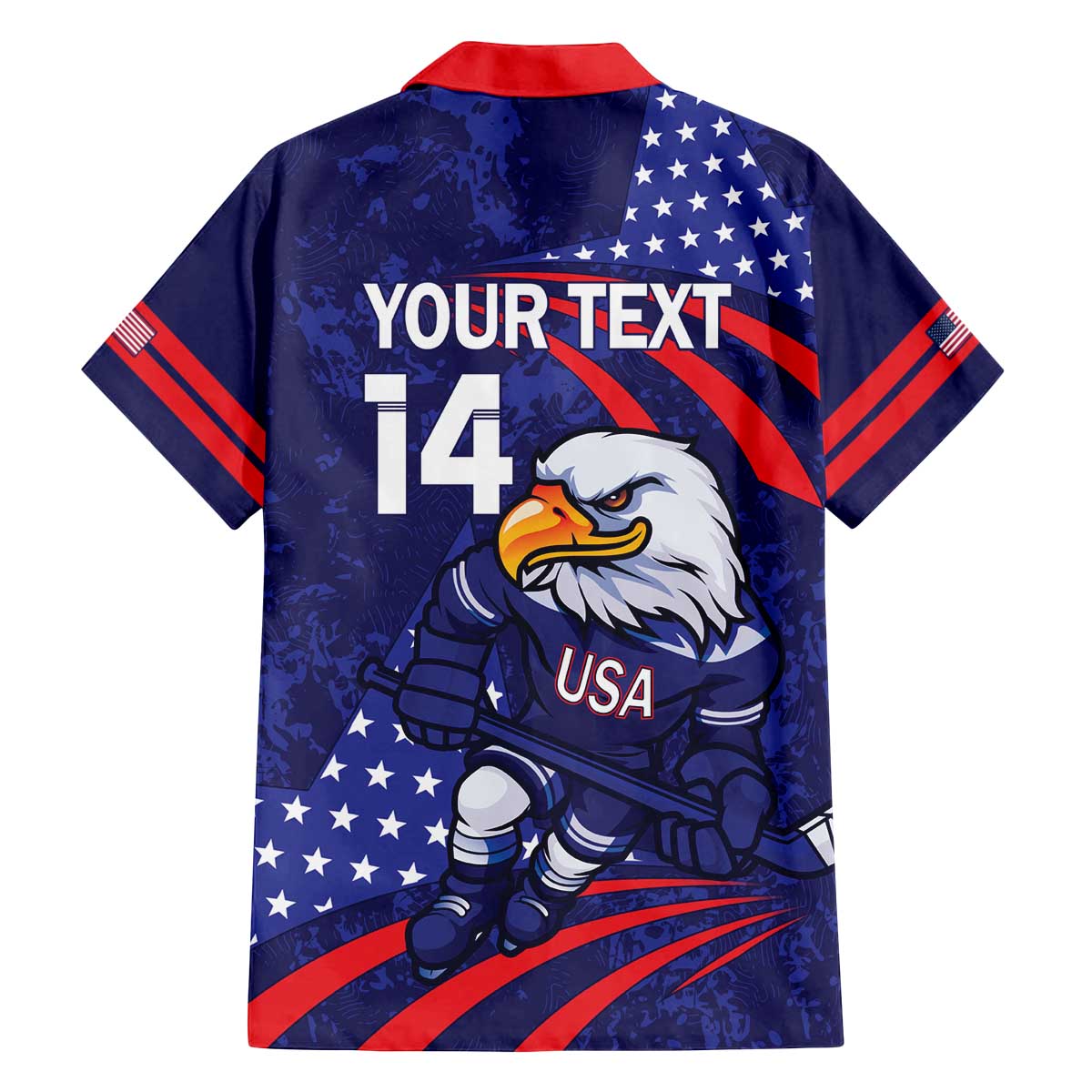 Custom USA Ice Hockey Family Matching Off The Shoulder Long Sleeve Dress and Hawaiian Shirt United States Eagle Mascot