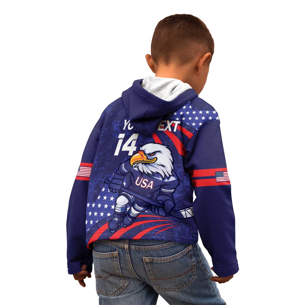 Custom USA Ice Hockey Kid Hoodie United States Eagle Mascot