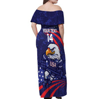 Custom USA Ice Hockey Off Shoulder Maxi Dress United States Eagle Mascot