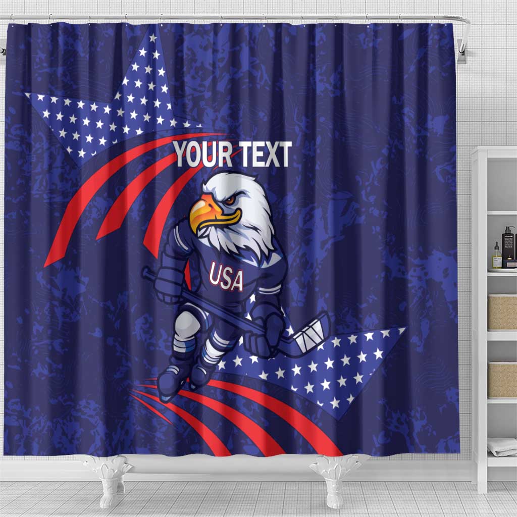Custom USA Ice Hockey Shower Curtain United States Eagle Mascot