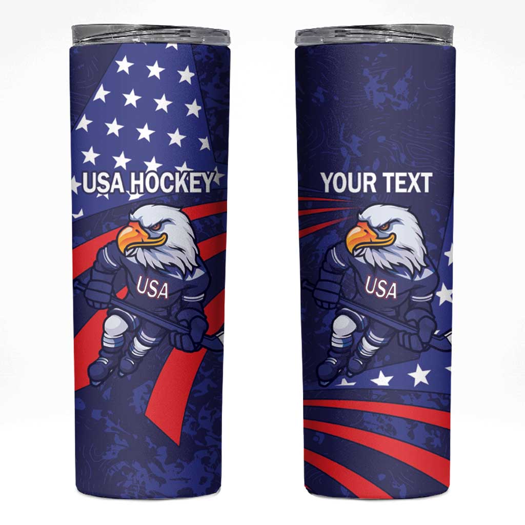 Custom USA Ice Hockey Skinny Tumbler United States Eagle Mascot