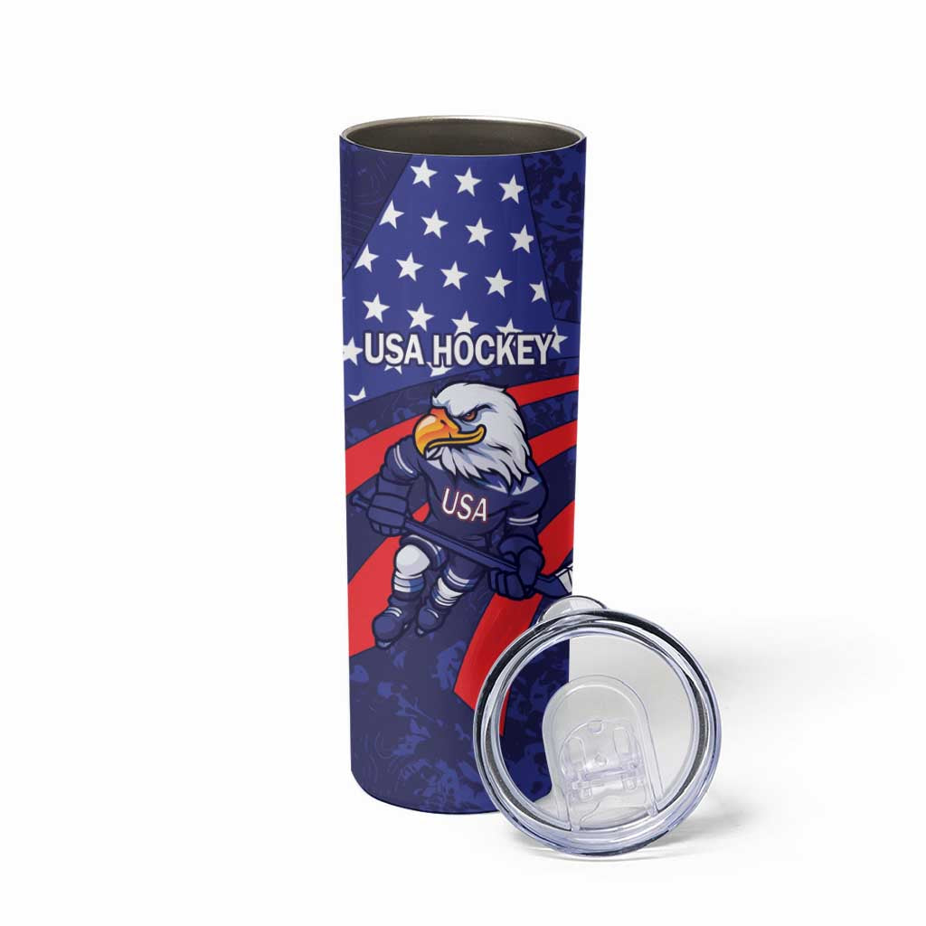 Custom USA Ice Hockey Skinny Tumbler United States Eagle Mascot