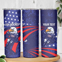 Custom USA Ice Hockey Skinny Tumbler United States Eagle Mascot
