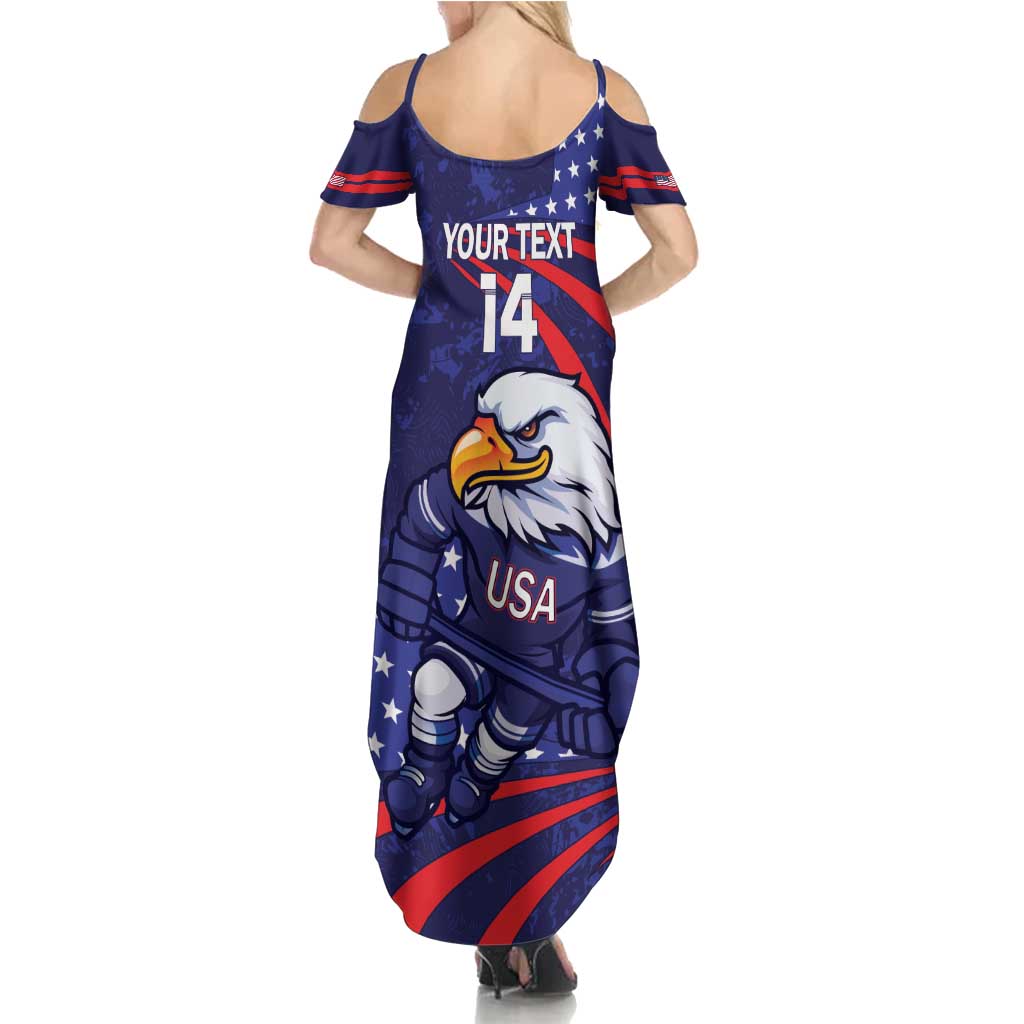 Custom USA Ice Hockey Summer Maxi Dress United States Eagle Mascot
