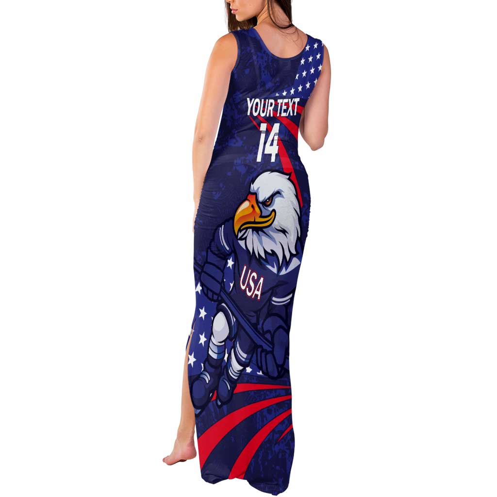 Custom USA Ice Hockey Tank Maxi Dress United States Eagle Mascot