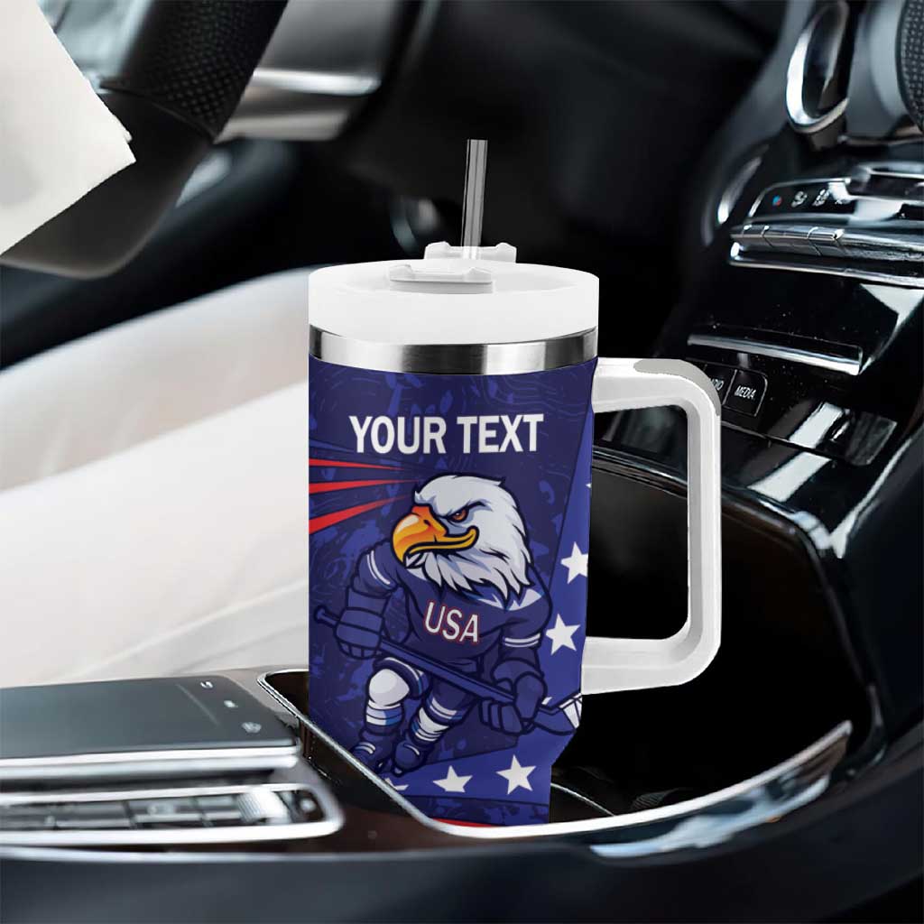 Custom USA Ice Hockey Tumbler With Handle United States Eagle Mascot