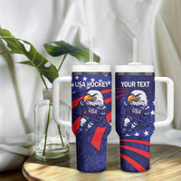 Custom USA Ice Hockey Tumbler With Handle United States Eagle Mascot