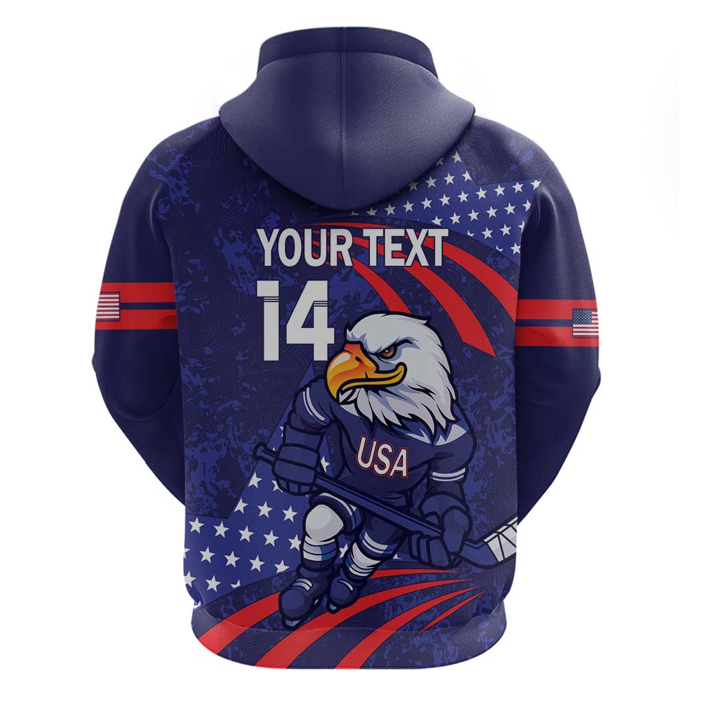 Custom USA Ice Hockey Zip Hoodie United States Eagle Mascot