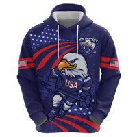Custom USA Ice Hockey Zip Hoodie United States Eagle Mascot
