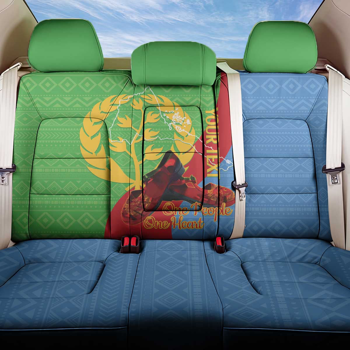 Personalised Eritrea Independence Day Back Car Seat Cover Shida Shoes One People One Heart