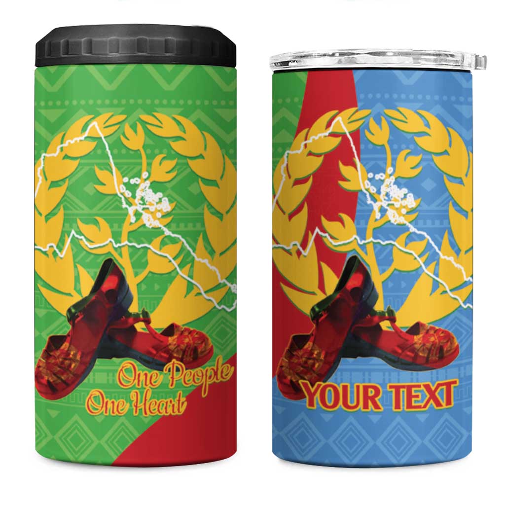 Personalised Eritrea Independence Day 4 in 1 Can Cooler Tumbler Shida Shoes One People One Heart