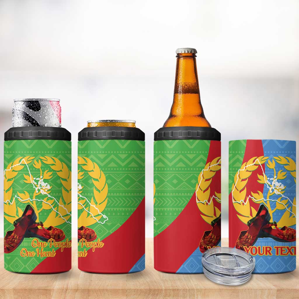 Personalised Eritrea Independence Day 4 in 1 Can Cooler Tumbler Shida Shoes One People One Heart