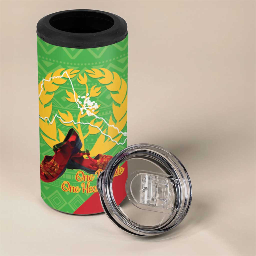 Personalised Eritrea Independence Day 4 in 1 Can Cooler Tumbler Shida Shoes One People One Heart