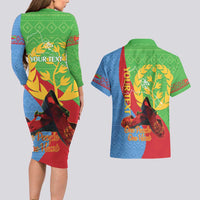 Personalised Eritrea Independence Day Couples Matching Long Sleeve Bodycon Dress and Hawaiian Shirt Shida Shoes One People One Heart