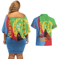 Personalised Eritrea Independence Day Couples Matching Off Shoulder Short Dress and Hawaiian Shirt Shida Shoes One People One Heart