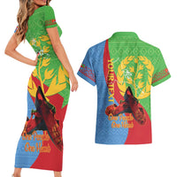 Personalised Eritrea Independence Day Couples Matching Short Sleeve Bodycon Dress and Hawaiian Shirt Shida Shoes One People One Heart