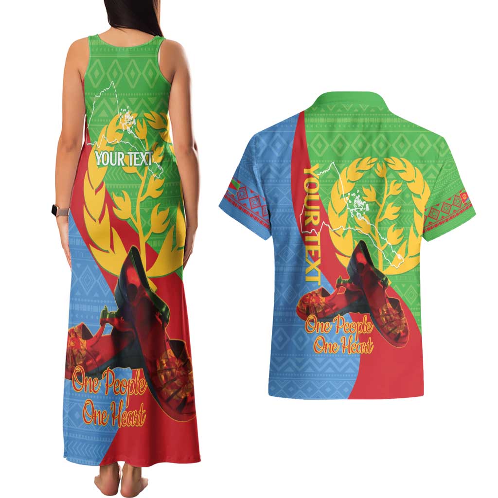 Personalised Eritrea Independence Day Couples Matching Tank Maxi Dress and Hawaiian Shirt Shida Shoes One People One Heart