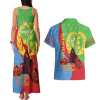 Personalised Eritrea Independence Day Couples Matching Tank Maxi Dress and Hawaiian Shirt Shida Shoes One People One Heart