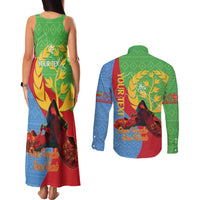 Personalised Eritrea Independence Day Couples Matching Tank Maxi Dress and Long Sleeve Button Shirt Shida Shoes One People One Heart