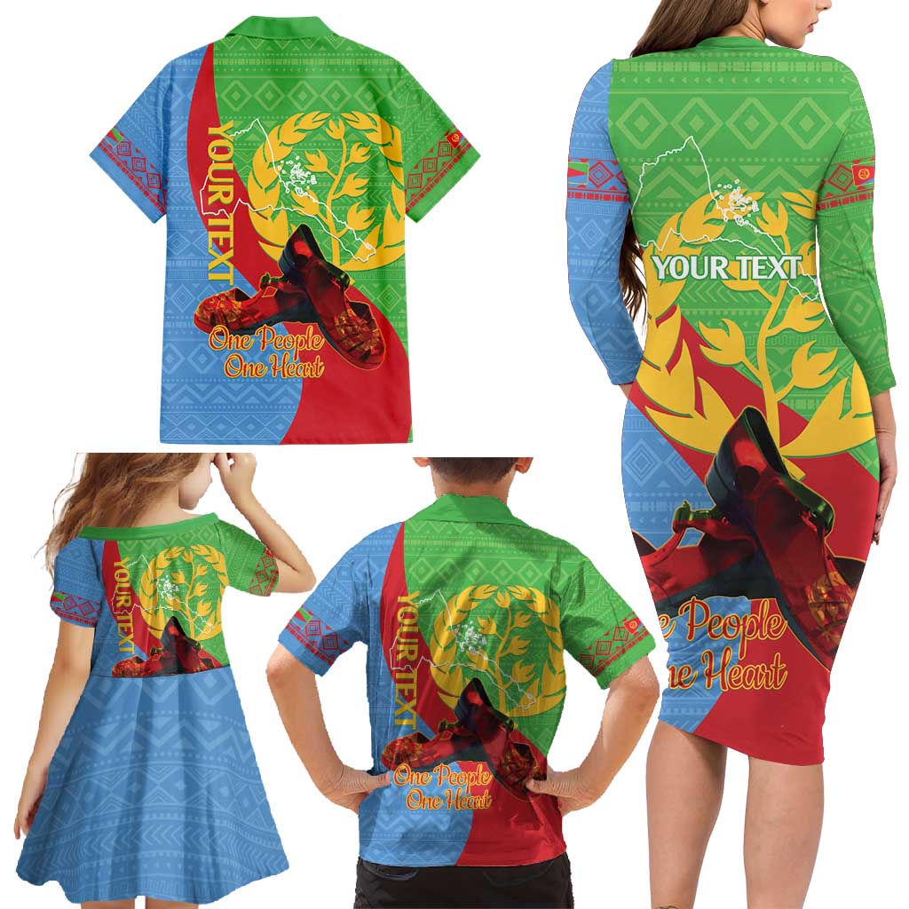 Personalised Eritrea Independence Day Family Matching Long Sleeve Bodycon Dress and Hawaiian Shirt Shida Shoes One People One Heart
